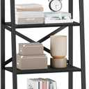 Furologee 5-Tier Ladder Shelf with 2 Drawers,Narrow Bookshelf Storage Shelves,Industrial Bookcase Freestanding Rack Units for Bedroom,Living Room,Bathroom,Home Office,Balcony,Wood Metal, Black Oak