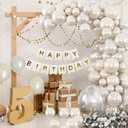 Pearl Sand White Balloons Garland Arch Kit, Pearl Ivory and Double Stuffed Balloons for Wedding Birthday Baby Shower Decorations (double pearl white balloons)