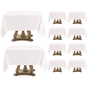 Square Tablecloth 52 x 52 Inch White 10 Pack Tablecloths Stain-Wrinkle Resistant Washable Polyester Table Cloths for Holiday, Buffet Parties, and Weddinge