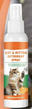 Cat Deterrent Spray for Indoor & Outdoor - Natural Repellent to Prevent Scratching & Urine Marking on Furniture, Sofas, Rugs, Curtains - Safe Cat Behavior Training Aid with Natural Ingredients