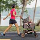 Bicystar Pet Stroller for Medium Dogs, Smooth-Ride Dog Stroller with Detachable Carrier, Rubber Wheels, Car Seat Combo 3-in-1, Up to 50 lbs, for Senior Dogs & Cats, Grey