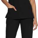 floralhue Scrubs for Women, Women's Medical Scrub Sets, V-Neck Scrubs Top & Cargo Pants with 12 Pockets, Black, L