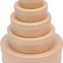 BENECREAT 5 Sizes Papier Mache Flat Round Boxes Nesting Stacking Craft Paper Gift Box for Candy Chocolate Biscuits, Halloween Christmas, Wedding Festival Gift Packaging