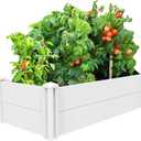 [Qikdesign] 45''x22.5'' Raised Garden Bed Kit | Planter Box Outdoor for Grow Vegetables Flowers Herbs | Easy Vinyl Plastic Garden Planter Box with Grow Grid-White, 45 inches x 22.5 inches x 13.3 inches