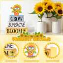 4 Pcs Sunflower Decor for Summer Wooden Tiered Tray Sign  Table Decorations Musician Sunflower Book Stack Block Sunshine Table Centerpiece for Home, Parties & Sunflower Gifts for Women