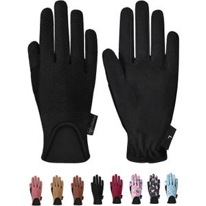 ChinFun Kids Horse Riding Gloves Equestrian Horseback Gloves for Youth Children Boys Girls Outdoor Biking Cycling Running (Small, black)