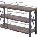 BON AUGURE Industrial Sofa Console Table for Entryway, 3 Tier Foyer Table for Hallway, Rustic Hall Tables Behind Couch (47 Inch, Rustic Brown)