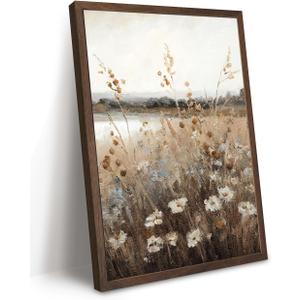 Framed 3d Textured Wildflower Wall Art Floral Pictures Decor 16x24 Inch