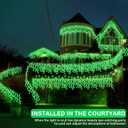 Retisee 65ft Green St. Patrick's Day Solar Icicle Lights for Outdoor Decor 600 LED Waterproof Irish Curtain String Lights Solar Powered Icicle String Light for Outside Indoor Yard Porch Hanging Decor