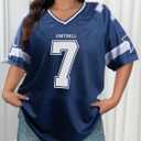 Soccer Cup 2026 Soccer Shirt for Women Jersey Shirts Oversized Number 7 Graphic Shirt (Blue, S)