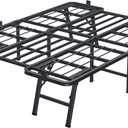 18 Inch Full Metal Bed Frame Folding Bed Frame Tool-Free Assembly Mattress Foundation No Box Spring Needed Platform 2500lbs Heavy Duty Steel Slats, Noise-Free, Easy Assembly, Black