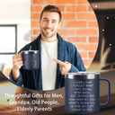 2 x Funny Christmas Gifts for Dad Old Men Grandpa, 14 Oz Stainless Steel Tumbler Coffee Mug with Handle I Came I Saw I Forgot Gag Present Fathers Day Christmas Gift Idea, Navy Blue