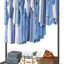 Simple Trending Clothing Rack for Hanging clothes, Portable Garment Rack with Bottom Shelf, Metal Clothes Rack on Wheels for Bedroom, Laundry Room, Black