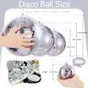 Silver Disco Ball 6 Pack Big Mirror Balls Decor Christmas Silver Hanging Party Disco Ornament for DJ Light Effect Stage Prop Xmas Party Home Decorations(3.2'', 6'', 8'',10'')