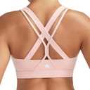 RUNNING GIRL Sports Bra for Women High Support, Criss-Cross Back Padded Strappy Sports Bras Yoga Bra with Removable Cups (Pink, XL)