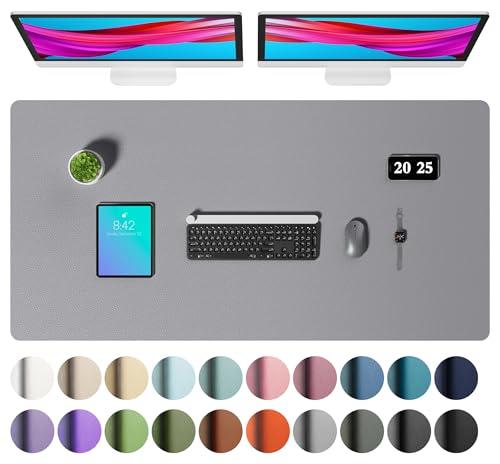 Aothia Faux Leather Desk Mat – Large Mouse Pad, Non-Slip PU Leather Blotter, Waterproof Writing Surface for Office and Home (Light Grey, 47.2" x 23.6")