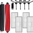Replacement Parts Accessories Compatibale for Roborock S8 Pro Ultra / S8 / S8+ Robotic Vacuum Cleaners Include: 1 Dual Roller Main Brush 4 Side Spin Brushes 4 Hepa Filter Attachments