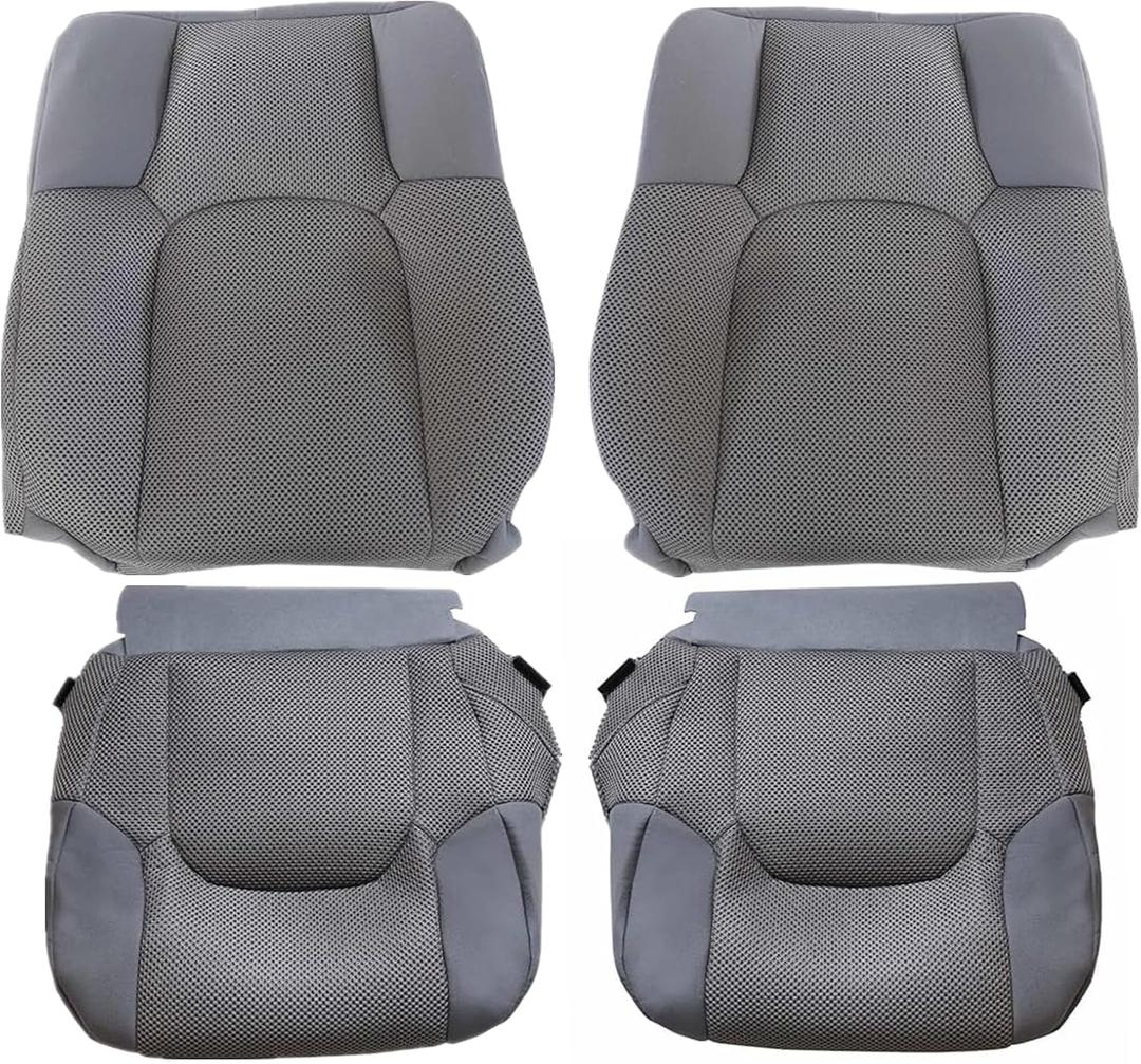 FZJDSD Gray Cloth Driver & Passenger Side Bottom & Top Replacement Seat Covers Compatible with Nissan Frontier SV Crew Cab 2005 2006 2007 2008 2009 2010 2011 2012 2013 2014 2015 2016 2017 2018 2019
