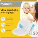Medela Ultra-Breathable Nursing Pads, Highly Absorbent, Super Soft, Discreet Design for Comfortable Wear, Pack of 120