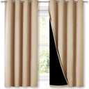 NICETOWN Bedroom Full Blackout Curtain Panels, Super Thick Insulated Window Covers, Complete Blackout Draperies with Black Liner for Short Window(Biscotti Beige, Set of 2 PCs, 52 by 63-inch)