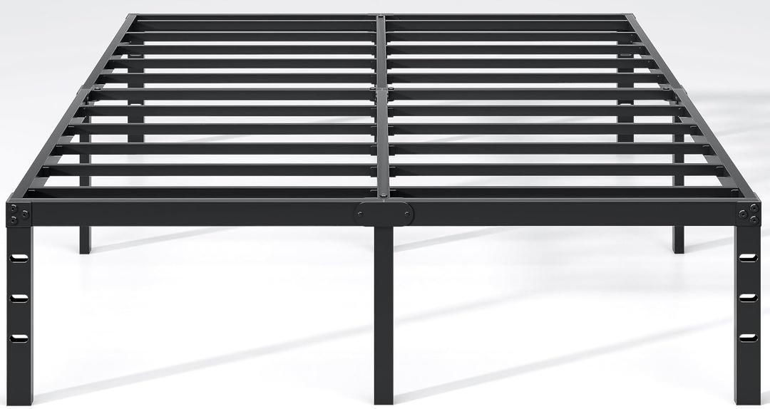 NEW JETO Metal Bed Frame,Full Size Bed Frame with Storage Space,Heavy Duty Sturdy Mattress Foundation,Easy Assembly,No Box Spring Needed, Black,18 Inch,Full