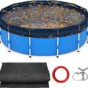 18 FT Pool Leaf Net Cover for Above Ground Pools, Ultra-Fine 0.15 Mesh Pool Cover with Winch & Cable, Pool Leaf Cover Prevents Leaves and Debris from Entering Pool