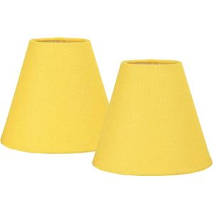 LAMPWELL NICO Yellow Small Lamp Shades Clip on Bulb Set of 2,Mini Linen Barrel Sconce Shades,Clip on Lamp Shade for Table Lamps Chandelier Shades,6"3"H5",Fabric Replacement Lamp Shades