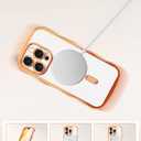Jusy Compatible with MagSafe Phone Case with Screen Protector for iPhone 14 Pro, Cute Curly Wavy Magnetic Metal Glossy Soft Shockproof Clear Phone Cover - Orange
