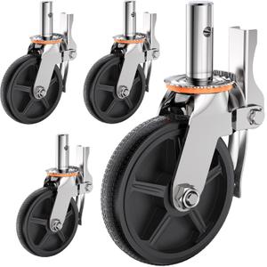 WOOSKY 8" Scaffolding Caster Wheels (Set of 4) - Heavy Duty, 550 Lbs Capacity Per Wheel, Double Ball Bearing, Dual Locking System, Non-Marking Polyurethane, 360 Degrees Swivel