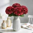 Artificial Hydrangea Flowers, 4PCS Real Touch Faux Hydrangea Stems, Latex Realistic Floral Arrangement for Home Decor, Wedding Table Centerpiece, Elegant Party Decoration, Red