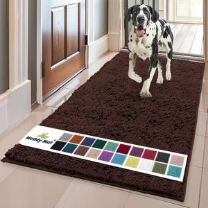 Muddy Mat Shown on TV  Super Absorbent Microfiber Dog Door Mat for Muddy Paws, Non-Slip Washable Pet Rug, Quick Dry Chenille Entryway Carpet, Machine Washable Indoor Outdoor mat, Brown 59"x35"