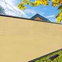 iCover 4x50ft Privacy Screen Fence, Outdoor Fencing Panels, Garden Windscreen Mesh Shade Sail Net Barrier, Include Reinforced Bindings and Brass Grommets Cable Zip Ties, Sand