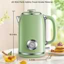 Electric Kettle 1.8L with Temperature Gauge, 1500W Fast Boiling Electric Tea Kettle, 100% Stainless Steel Retro-Style Hot Water Kettle Electric - Glowing LED Light, Auto Shut-Off & Boil-Dry Protection