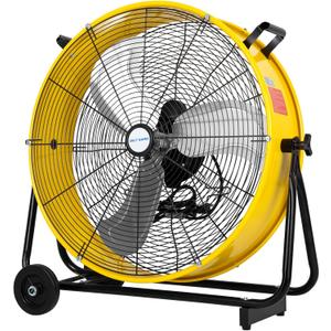 BILT HARD 24" 8100 CFM High Velocity Industrial Drum Fan, 3-Speed Heavy Duty Metal Shop Fan for Garage, Warehouse, Workshops, Factory and Basement, UL Listed (Yellow)
