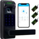 Harfo Fingerprint Door Lock, Heavy Duty Full APP Control Touchscreen Keypad Keyless Lock with Reversible Handle, Perfect for Home/Office/Bedroom Doors (Black)