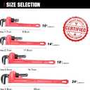 4Piece Aluminum Pipe Wrench Set (10Inch, 14Inch, 18Inch, 24Inch), Heavy-Duty Adjustable Straight Plumbing Wrenches, Drop-Forged Jaws, Lightweight Design, Versatile for Plumbing & Home Repair