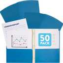 Blue Folders with Prongs, Blue Folders with Pockets and Prongs, 2 Pocket Folder with 3 Brads, Paper, 50 Pack
