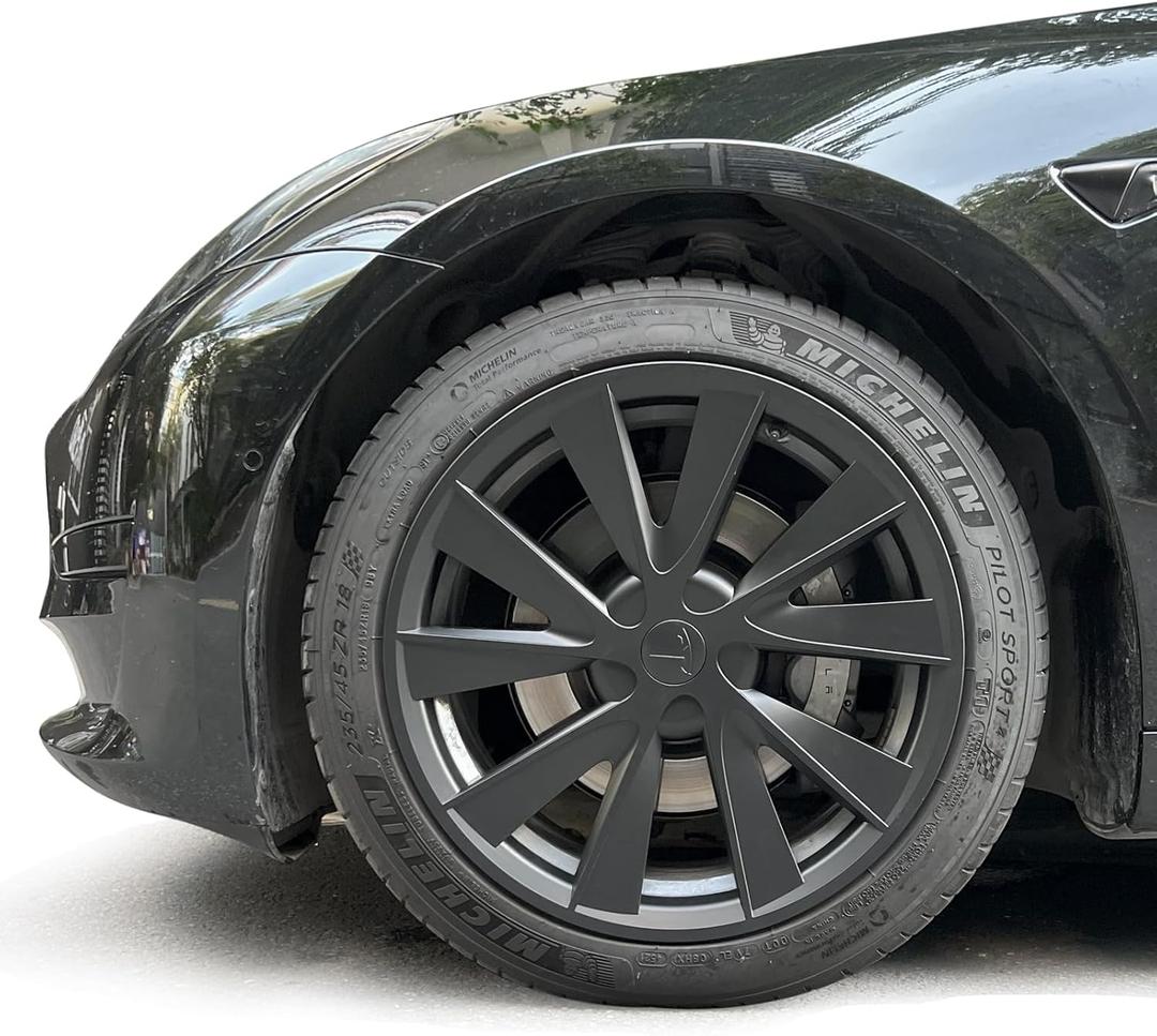 Hubcap for Tesla Model 3 Wheel Cover 18 Inch Hub Cap Replacement Uberturbine Wheel Covers for Model 3 Rim Protector 4PCS (Black, Model 318 Inch)