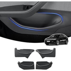 Door Side Organizer for Tesla Model Y Juniper 2025 2026 Full-Cover Front & Rear Door Side Storage Box TPE Pocket Liners for Model Y Juniper Interior Accessories 4PCS