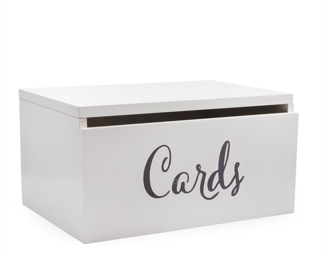 Darware Wooden Wedding Card Box for Reception (White), Decorative Card Receiving Box for Birthdays, Showers, Graduations and More