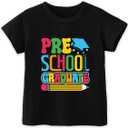 First Day of Preschool Shirt Pre K Shirts for Girls Boys Toddler Kids 1st Day of Prek Gift Cotton Tee 2T 3T 4T (Black)