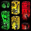 6Pcs Merry Christmas Centerpieces for Table 3 Size LED Lantern Boxes Table Ideas Decorations for Xmas Holiday Home Decor Birthday Supplies Decorations