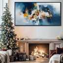 Abstract Canvas Wall Art Navy Blue Wall Art for Living Room Framed Modern Artwork for Walls, Above Bed Wall Decor Navy and Gold for Bedroom and Living Room Office Pictures Wall Decor 24×48IN