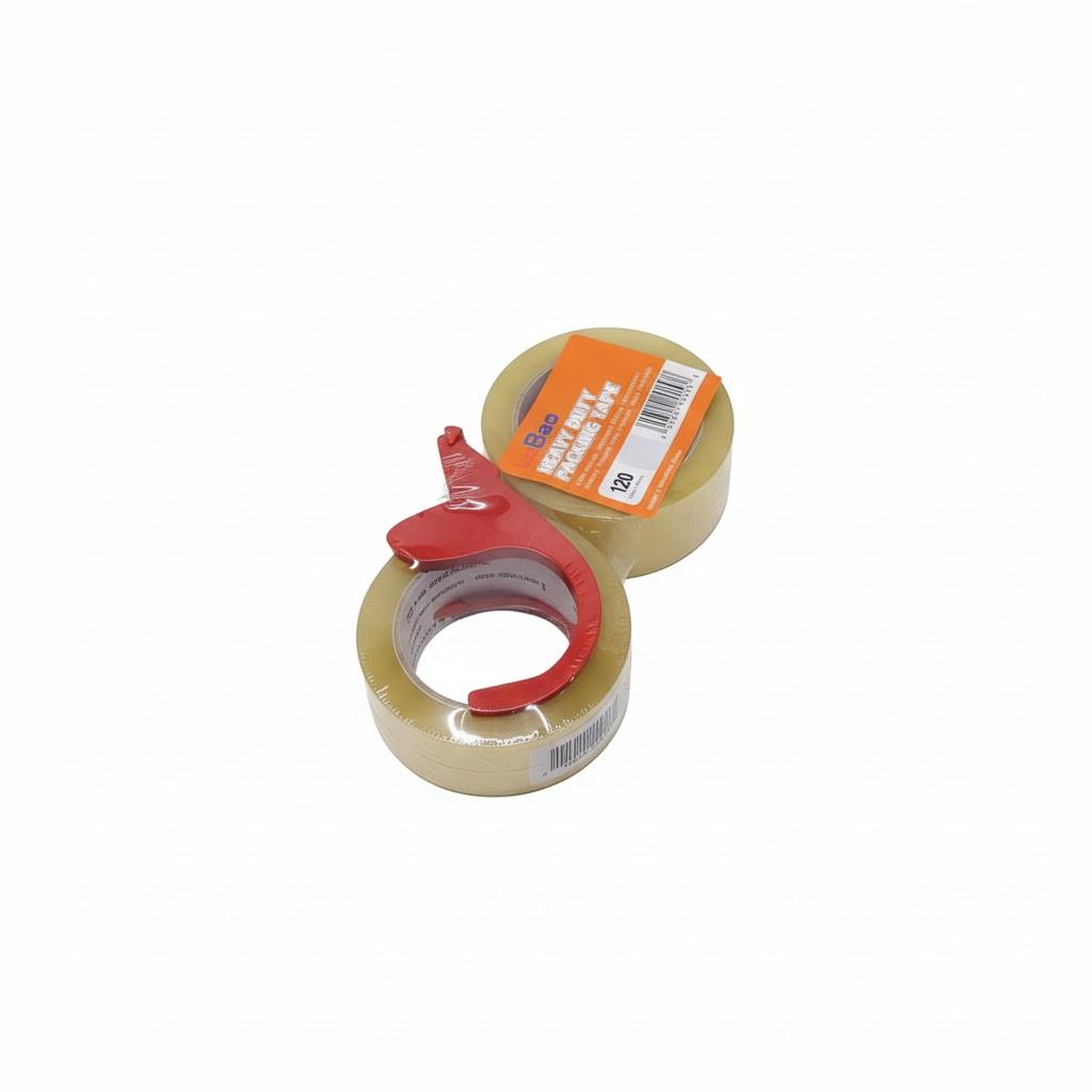 Tan Packing Tape with Dispenser, 3.15 Mil 1.88 Inch x 60 Yards, 2 Refills Rolls Brown Tape for Moving, Shipping and Packaging