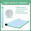 Light Blue Mah Jongg Mat 31.5x31.5 Inch Thick Neoprene Noise Reduction Non-Slip Table Game Mat for Table, Mahjong, Dominoes, Poker & Board Games, with Storage Bag & 4 Dice