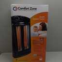 Comfort Zone Space Heaters for Indoor Use, Portable Electric Heater, Adjustable Thermostat, Infrared Heat, Quartz Tower Space Heater with 2 Heat Settings, Bedroom Heater, Black