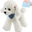 Athoinsu Realistic White Poodle Puppy Stuffed Animal Soft Adorable Hugging Puppy Dog Plush Toy Children's Day Holiday Birthday (White)