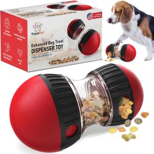 Dog Treat Dispenser Toy-Premium Interactive Dog Toys-Dog Puzzle Toy for Smart Dogs with Adjustable Food Dispenser Suitable for Small-Medium and Large Breeds (Red)