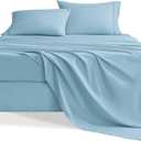 Queen Sheet Set, 4 Pieces Hotel Luxury Soft Microfiber Queen Bed Sheets Set, Up to 16" Deep Pockets, Oeko-Tex Sheets with Elastic, Breathable, Wrinkle Free (Sky Blue, Queen)