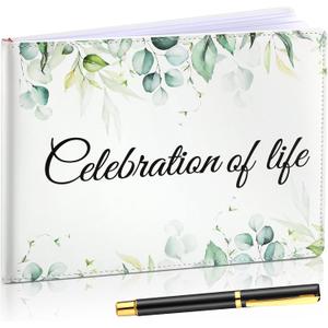 Patelai Funeral Guest Book with Pen Memorial Service Celebration of Life Sign in Book for Funeral Leather Cardinal in Loving Memorial Gift, 112 Pages(Celebration of Life)